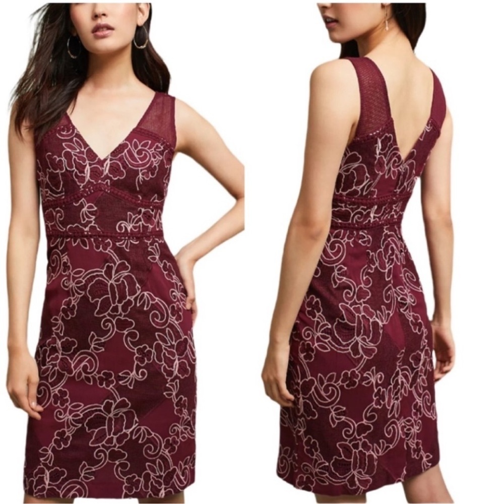 Elegant Burgundy Lace Dress